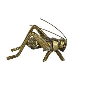 Brass Grasshopper Cricket Figurine Vintage Mid-Century Korea Unique Collectible